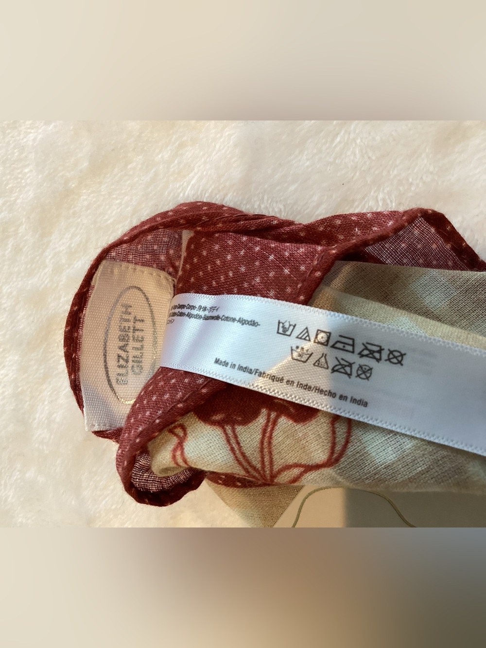 🍒Anthropologie Printed Bandana Cotton Scarf Hair Head Bag New Gingham Cherries - Picture 6 of 8